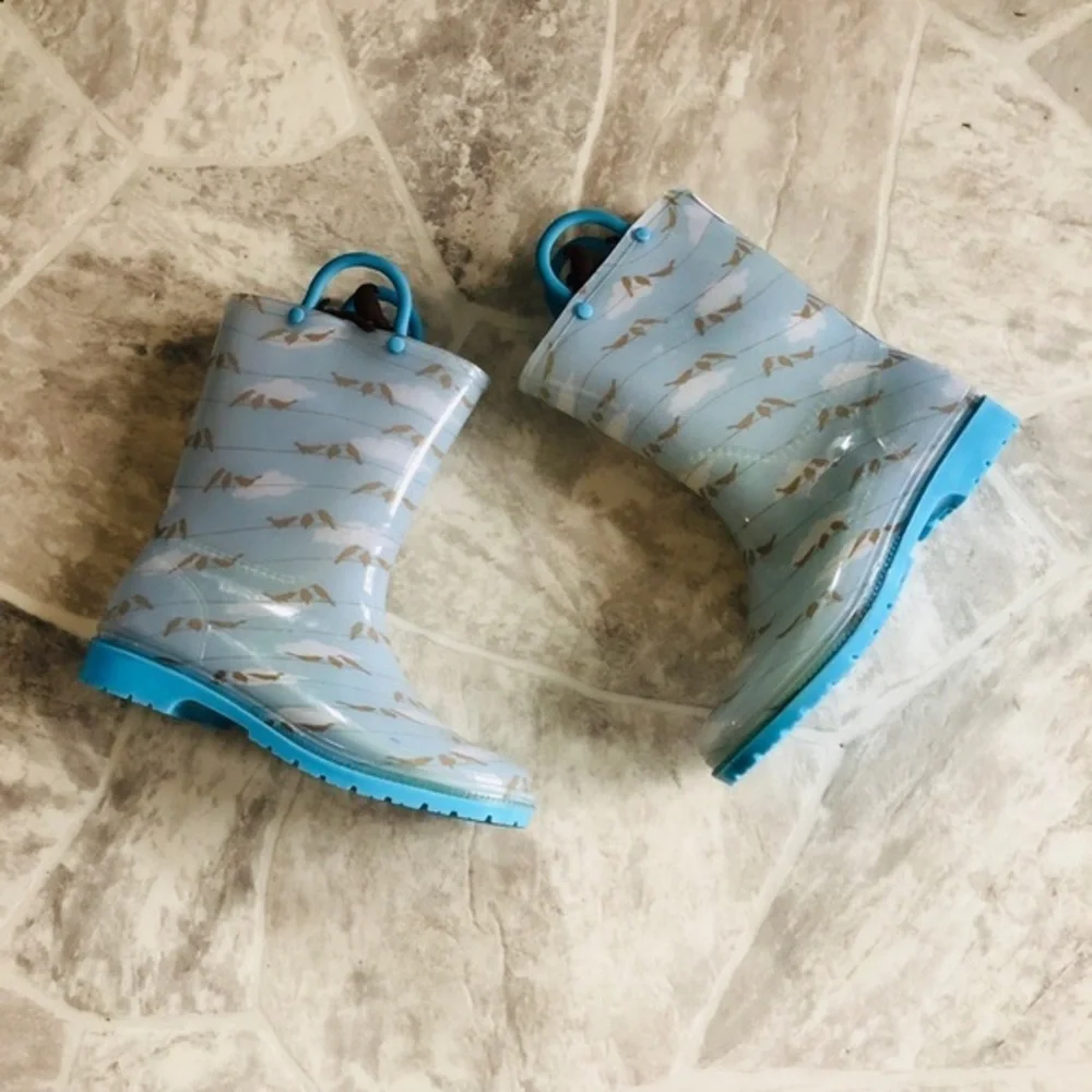 NWOT SPLASH Blue bird cloud rain water boots Size 4 & 5